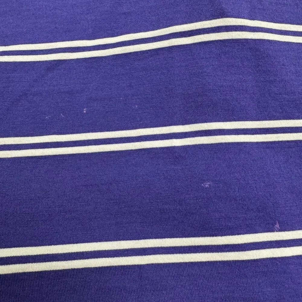 Polo Ralph Lauren Striped Polo Shirt Mens Large Purple White Pima Cotton Casual